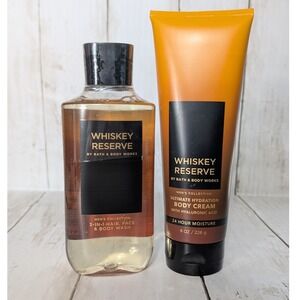 Bath & Body Works Whiskey Reserve Mens Set NEW Body Wash & Cream‎ 2pc Bundle
